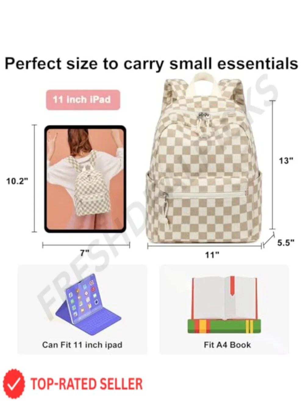 Bluboon Kids Mini Corduroy Backpack - Adjustable Strap, 6 Pockets, School